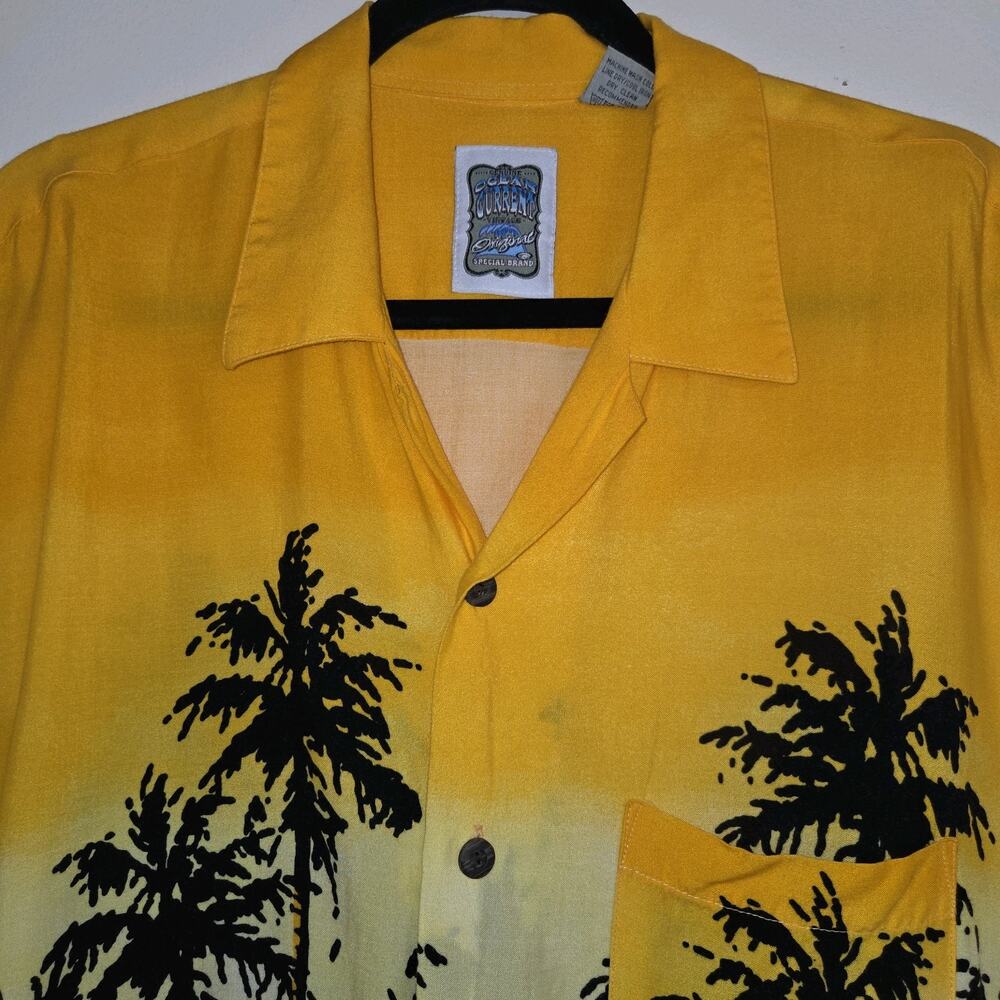 Ocean Current Vintage Mens Shirt Sz L Tropical Surfers Palm Trees Surfing Hawaii - Picture 6 of 16